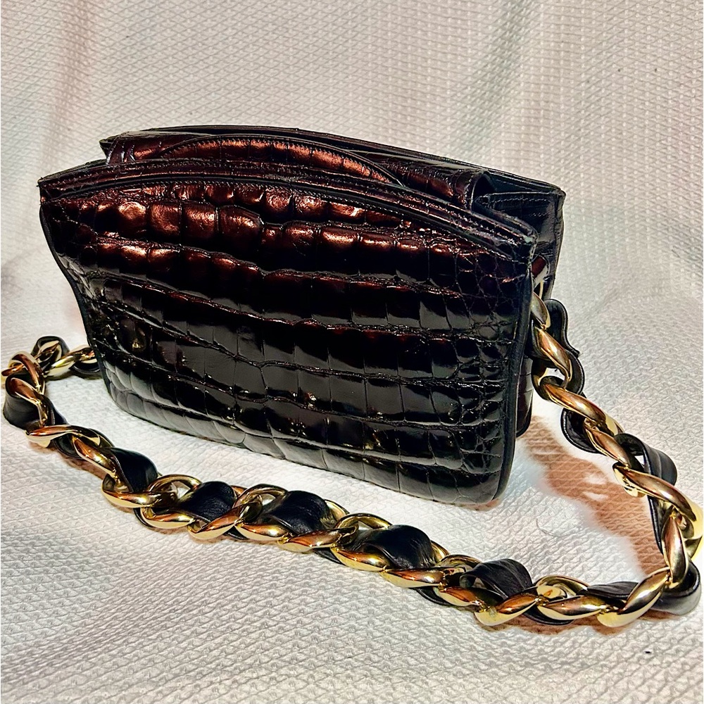 Vintage Titti Dell’ Acqua Black Authentic Alligator Handbag